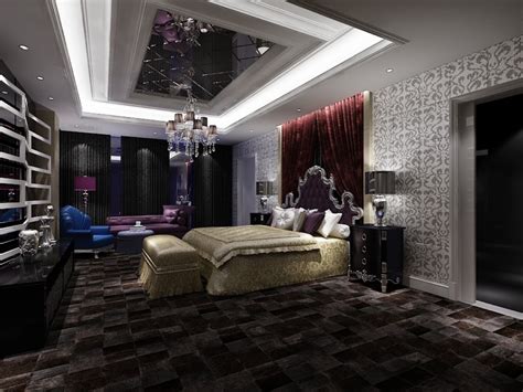 Luxury Master Bedroom Idea With Rectangle Lighting Ceiling Design Feats