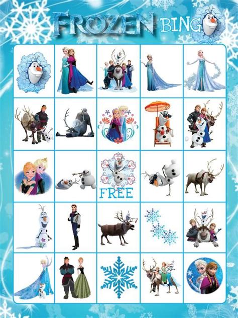 FROZEN Bingo Cards Digital Download Includes 12 bingo Card | Etsy