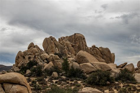 Free Stock Photo of Mound Of Big Rocks And Bushes