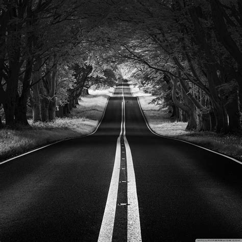 Customize and personalise your desktop, mobile phone and tablet with these free wallpapers! Road Landscape, Aesthetic, Black and White Ultra HD ...