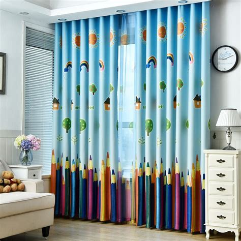 New Cartoon Colour Pencils Children Curtains Baby Room Curtains For