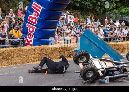 Team Dude Looks Like A Coaster Kart Taking The Final Jump At The Red Bull Soapbox Race