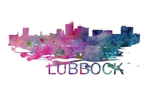 Lubbock Watercolor Skyline Lubbock Skyline Lubbock Art Etsy