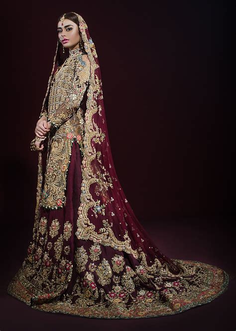 Buy Elegant Pakistani Maroon Bridal Lehnga For Wedding Nameera By Farooq