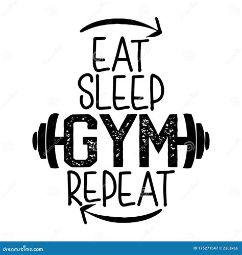 Eat Sleep Gym Repeat Handwritten Bodybuilder Lettering Stock Vector Illustration Of