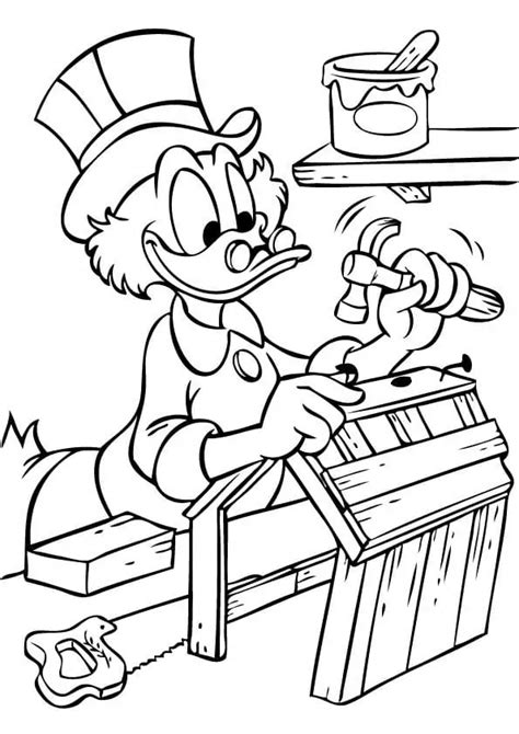 Scrooge Mcduck With Money Bags Coloring Page Free Printable Coloring