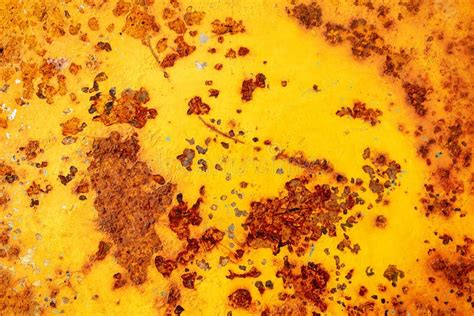 Rusty Metal Plate Or Old Metal Yellow Steel Metal Rust Surface Texture