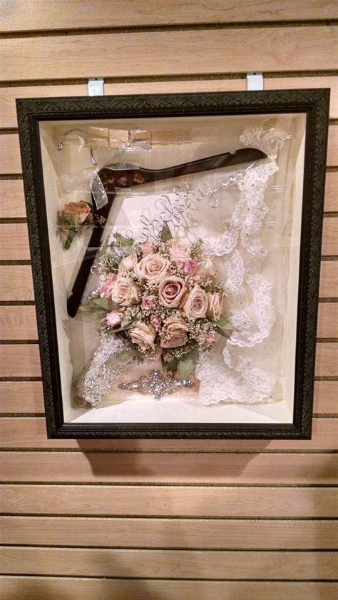 Wedding shadow box: things for me to add; bouquet, hanger, garter, hair