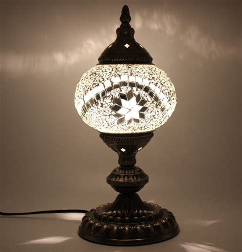 Turkish Mosaic Aroma Table Lamp In White Nirvana Eastern Imports