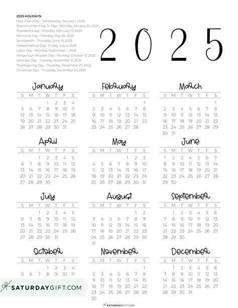 2025 Calendar Printable Cute And Free 2025 Yearly Calendar Templates