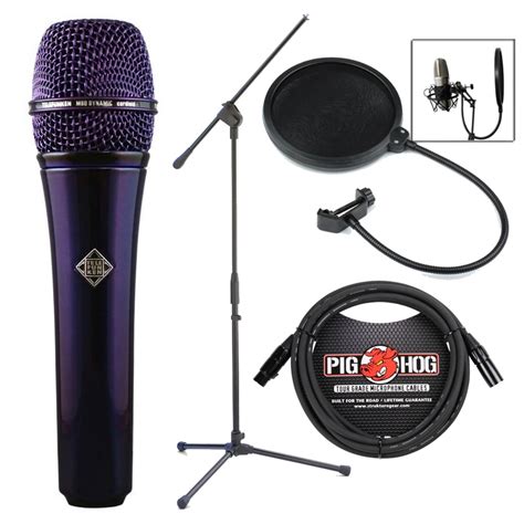 Telefunken M80 Dynamic Microphone Purple With 10 Ft Xlr Cable Stand
