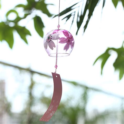 Japanese Traditional Glass Edo Furin Wind Chime Bell Pink Sakura Wind