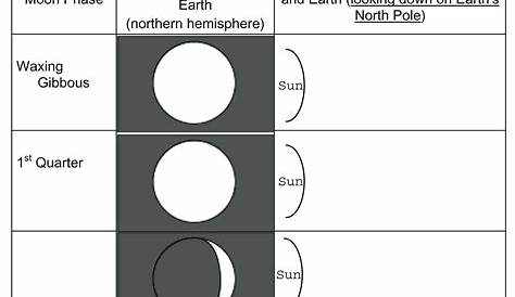 moon phases worksheet 8th grade