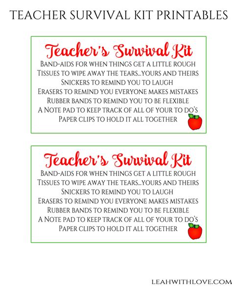 Free Printable Teacher Survival Kit Leah With Love