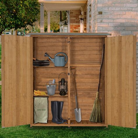 Mcombo Outdoor Storage Cabinet Wood Garden Shed Outside Tool Shed V
