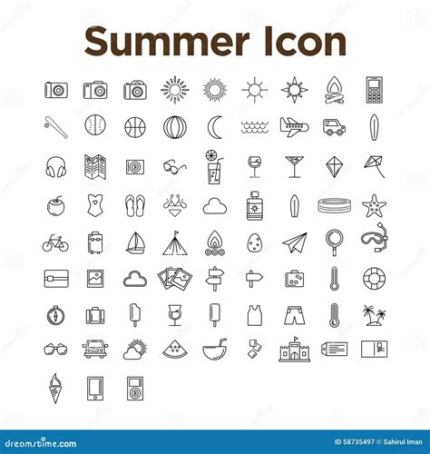 Summer Icon Set Stock Vector Illustration Of Vacation 58735497