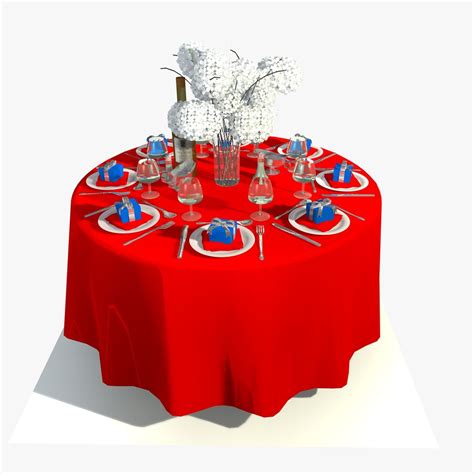 Round Dining Table Set 3d Model 10 3ds C4d Fbx Obj Free3d