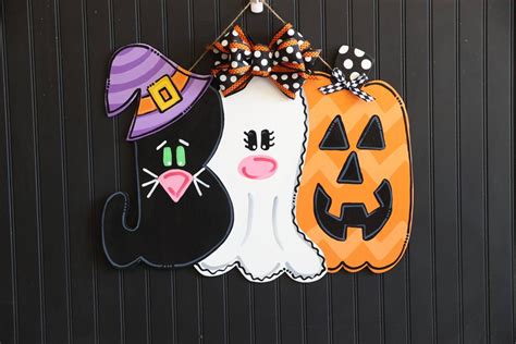 Halloween door hanger, Boo door hanger, wooden door hanger, witch door hanger, fall door hanger ...