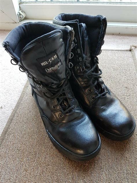 Army Air Cadets Black Full Leather Patrol Boots In Sandy