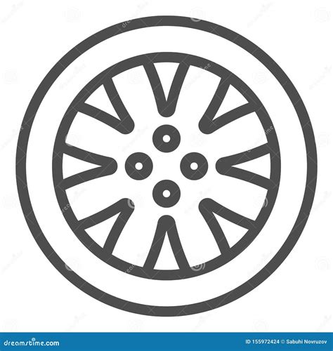 Tire Line Icon Automobile Wheel Vector Illustration Isolated On White