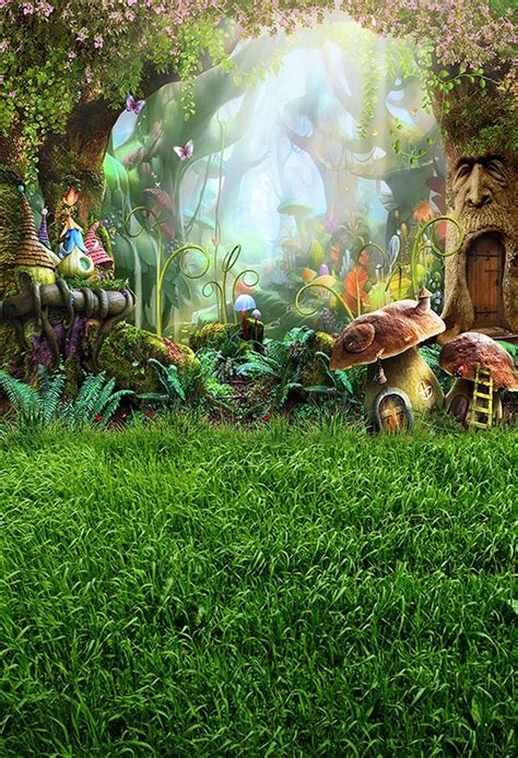 Mushroom Photography Backdrops Alice In Wonderland Enchanted Forest Ba