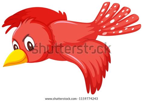 Cute Red Bird Flying Illustration Stock Vector Royalty Free