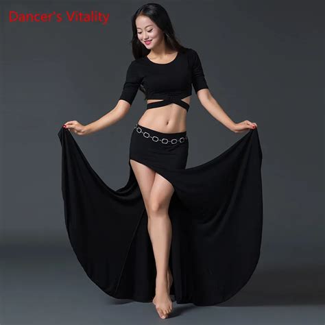 2017new Performance Women Modal Belly Dance Costume Top Long Skirt Dancer Practice Clothes Red