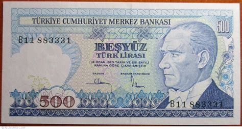 500 Lira L 1970 1983 Signatures Osman Şiklar Ruhi Haseskİ 1970