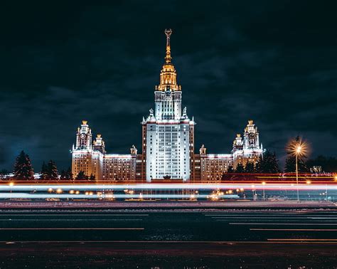 Hd Wallpaper Russia Night In Moscow Night Light Wallpaper Flare