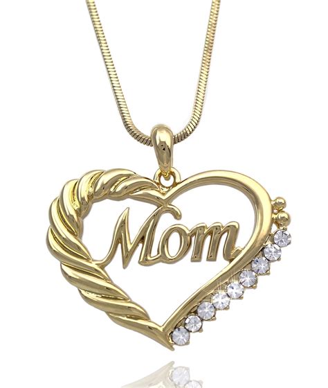 Cocojewelry Mothers Day Mom Word Engraved Heart Love Pendant Necklace