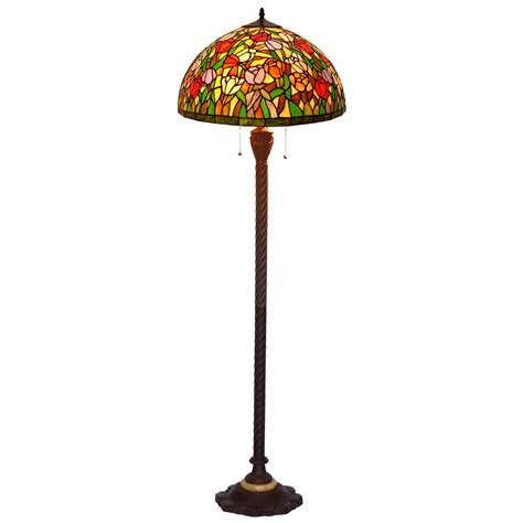Bieye L10535 18 Inches Tulip Tiffany Style Stained Glass Floor Lamp
