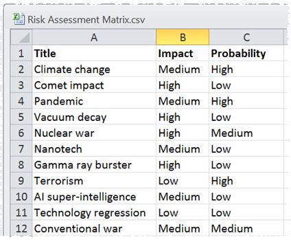 Risk Assessment Matrix Template In Excel Risk Assessment Template Risk