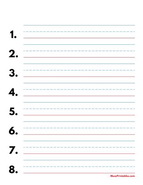 Numbered Lined Paper Printable