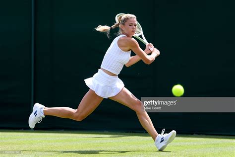 Camila Giorgi Of Italy Plays A Backhand In Her Ladies Singles First Camila Giorgi Lawn