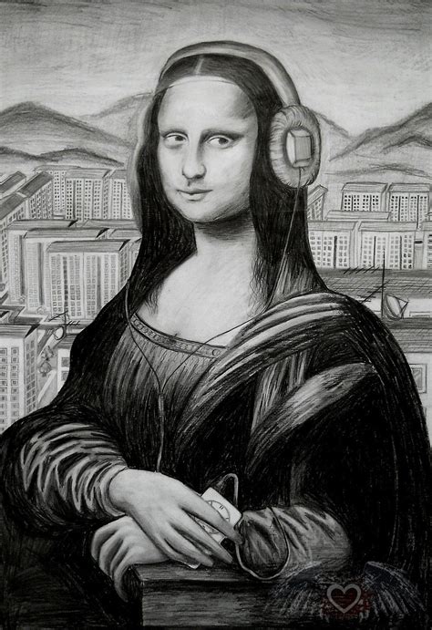 Modern Mona Lisa Mona Lisa Mona Lisa Parody Portrait Drawing