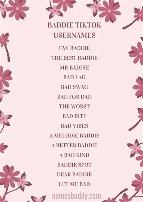 100 Baddie Usernames For Tiktok Namesbuddy