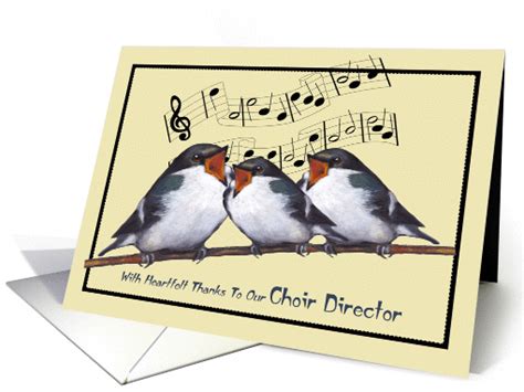Thanks To Our Choir Director Birds Singing Musical Notes Card