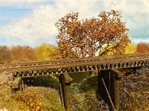 Railroad Trestle In The Fall Autumn Bridge Ho Scale Model Etsy
