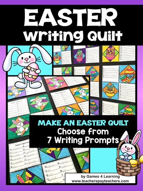 Pictures, keywords and reminders are all provided. Easter Writing Prompts Quilt: Easter Writing Activity ...