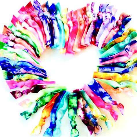 50 Assorted Tie Dye Hair Ties Elastic Hair Bands Tie Dye Etsy