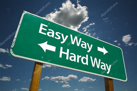 Easy Way Hard Way Green Road Sign — Stock Photo © Feverpitch 2329444