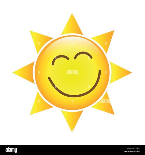 Happy Yellow Sun Face Icon Isolated On A White Background Vector