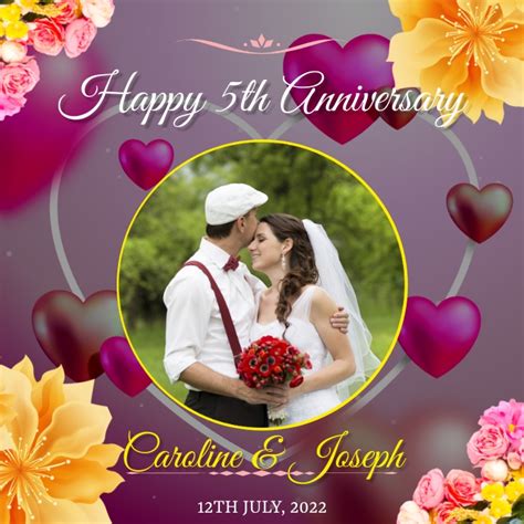 Wedding Anniversary Card Template Postermywall