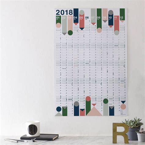 2018 Year Planner Colours By Lollipop Designs Wall Planner Year