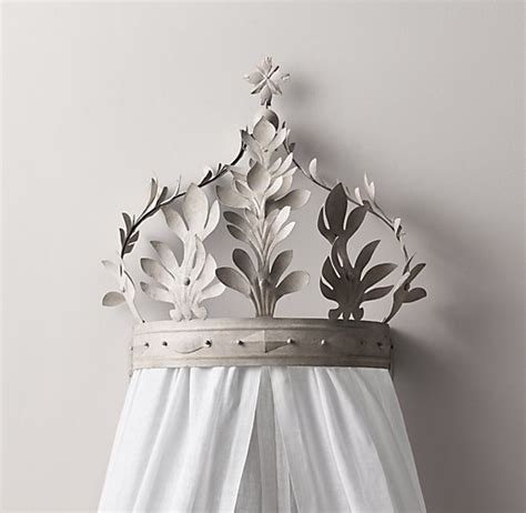 Bed canopy crown coronet kit curved wall fix frame for all beds adults, kids. Heirloom White Demilune Metal Canopy Bed Crown