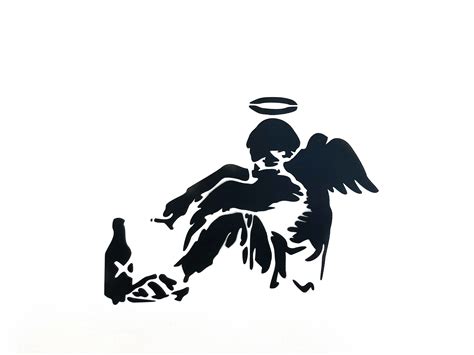 Banksy Daprès Fallen Angel Pochoir Barnebys