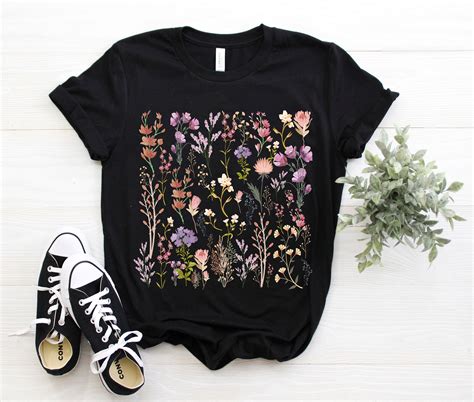 Botanical Flower Shirt Vintage Flower Shirt Graphic Etsy