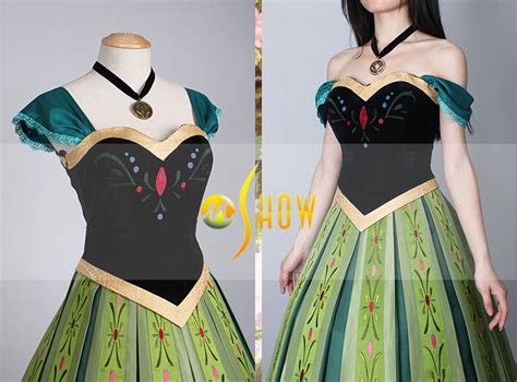 Hot Movie Cosplay Costume Frozen Anna Dress Princess Anna Coronation