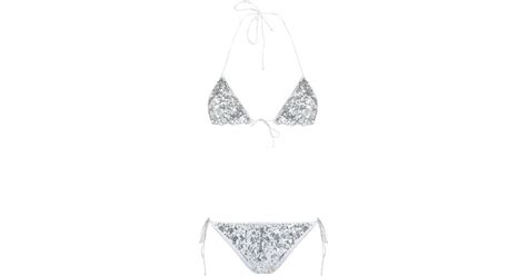 Oséree Sequin Embellished Triangle Bikini Set In White Lyst