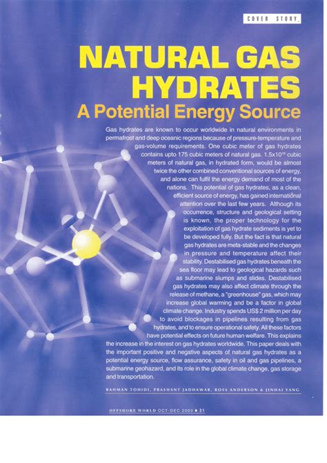 Pdf Natural Gas Hydrates A Potential Energy Cover Story Offshore